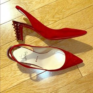 Christian Louboutin Red Suede Slingback Spike